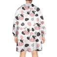 thumbnail image 2 of Wearable Oversized Blanket,White Cow Black Spot Geometric Pattern Wearable Blanket Hoodie for Adults,Cozy Hooded Blankets with Super Pockets,Super Warm Fuzzy Pullover for Women & Men, 2 of 6