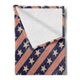 thumbnail image 2 of Prehistoric Country Soft Flannel Fleece Blanket, Patriotic Star Pattern in Diagonal Stripes National Theme Print, Cozy Plush for Indoor and Outdoor Use, 50" x 60", Navy Coral Cream, by Ambesonne, 2 of 5