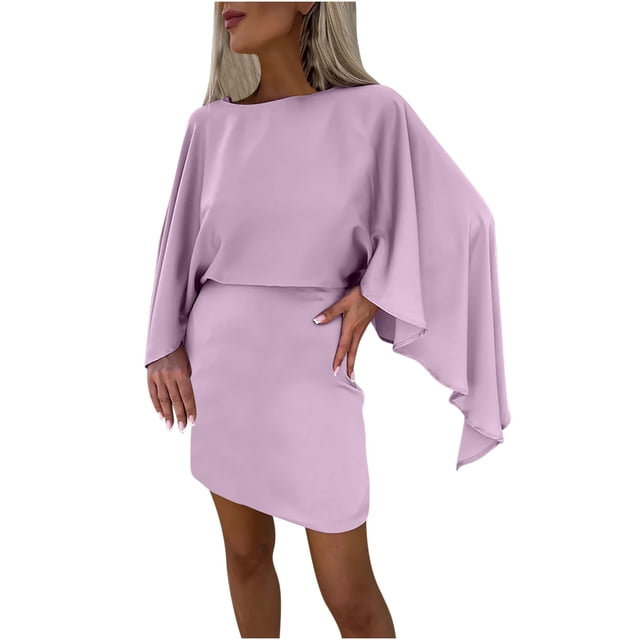 YUTK Robe Maxi pour Femmes, Robe Raglan en Satin Rose TG