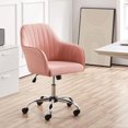 thumbnail image 4 of Home Office Chair, Adjustable Desk Chair, Modern Mid Back Chairs, Tufted Velvet Fabric Computer Desk Chair, Swivel Adjustable Task Chair, Computer Desk Stools for Home, Pink, 4 of 5