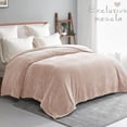 thumbnail image 3 of Exclusivo Mezcla Twin Size Jacquard Weave Wave Pattern Flannel Fleece Velvet Plush Bed Blanket as Bedspread/Coverlet/Bed Cover (90" x 66", Camel), 3 of 8