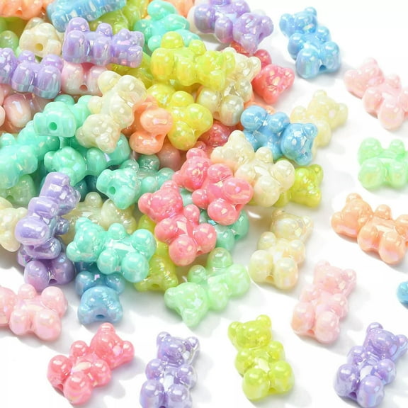 U8MO 200x Acrylic Animal Beads Gummy Bear Beads for Jewelry Making Bracelet Necklace