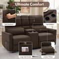 thumbnail image 5 of Korser 2-Seater Recliner Sofa with Pillow,Double Recliner Loveseat with Storage Console, Side Pockets, Cup Holders Manual Recliner Sofa for Living Room,Dark Brown, 5 of 8