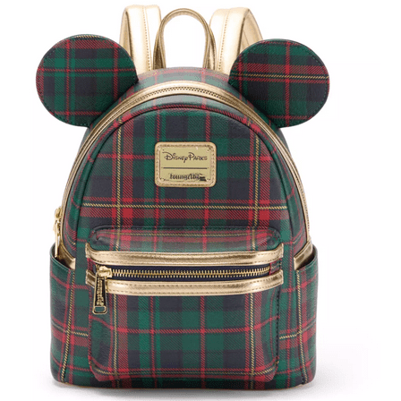 Disney Parks Mickey Icon Plaid Christmas Mini Backpack New with Tag