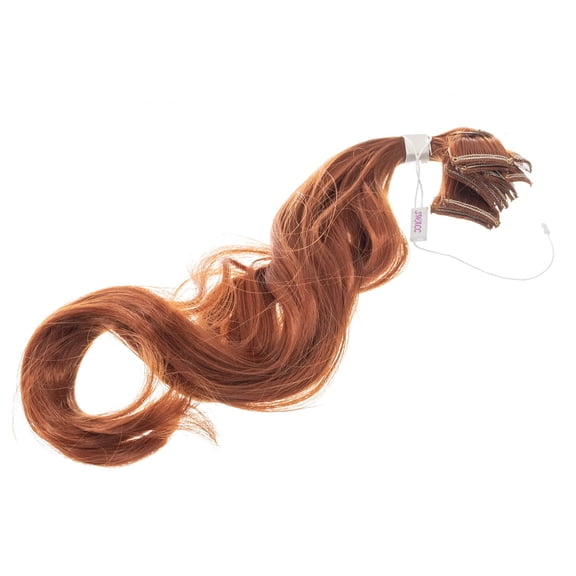 WEIF-12 Pcs Curly Wavy One Color Party Highlights Clip on in Hair Extensions Colored Hair Streak Synthetic Hairpieces (Ginger Red)
