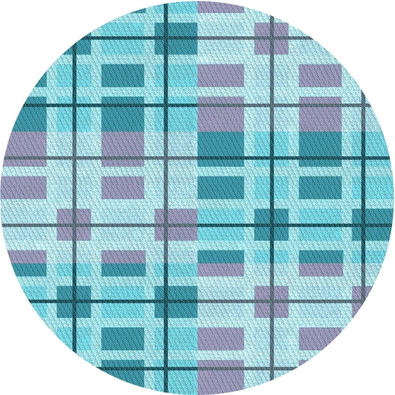 Ahgly Company Machine Washable Indoor Round Transitional Blue Ivy Blue Area Rugs, 6' Round