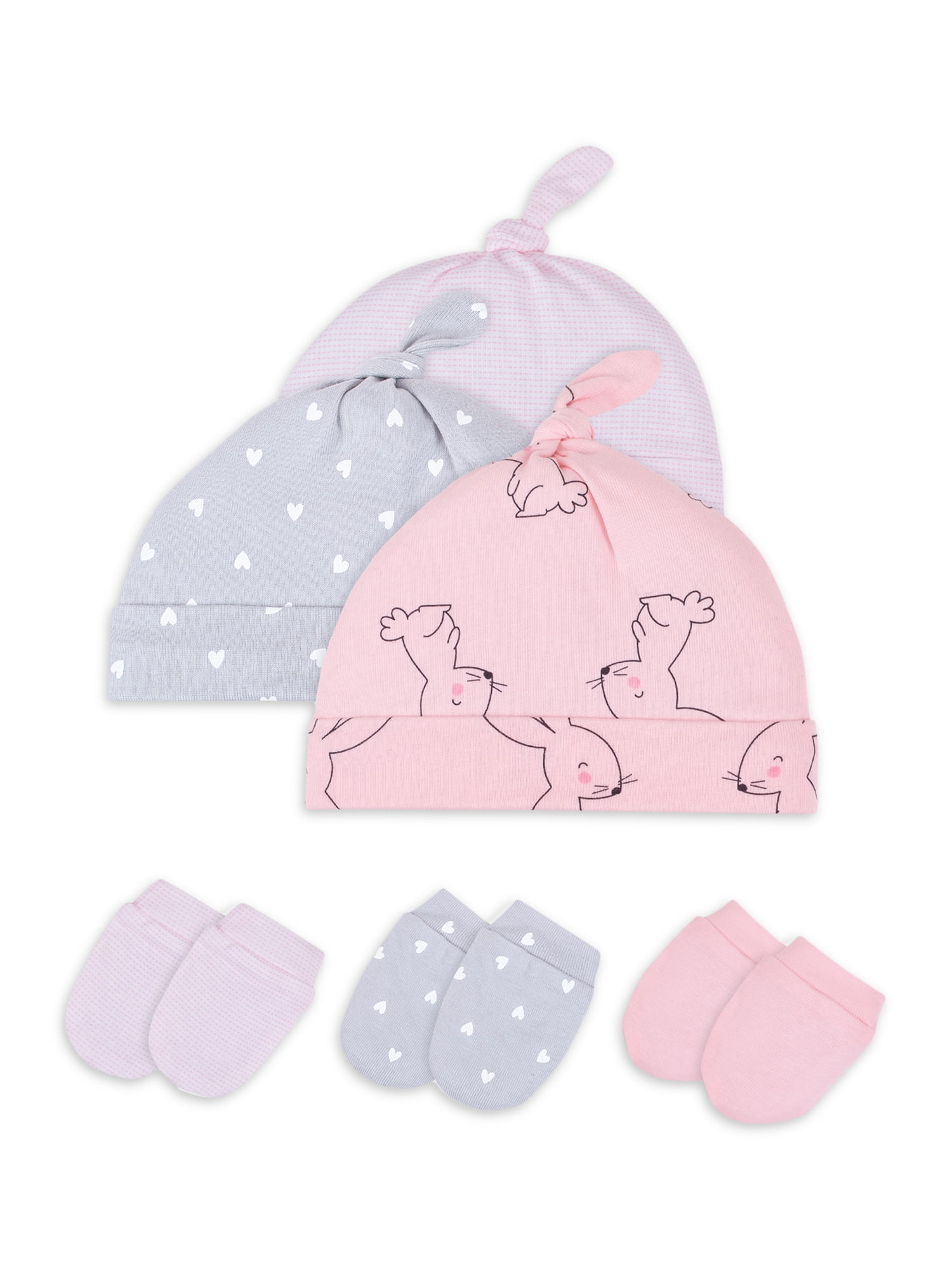 Little Star Baby Girl 6 Pk Hats & Mittens Set, Size Newborn-9 Months