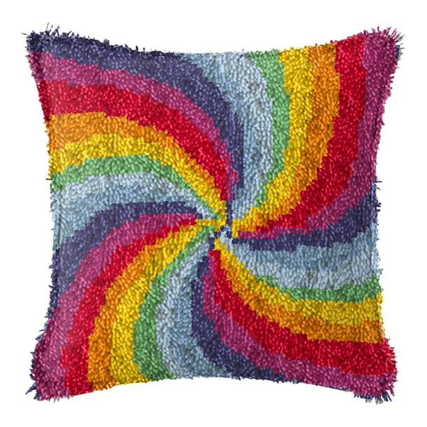 DIY tch Hook Throw Cover Alfombra Alfombra Crochet Costura iris Zulema Funda de cojín Latch Hook