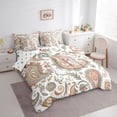 thumbnail image 3 of Manfei Paisley Flower 7 Pieces Bedding Comforter Set,Boho Theme Full Bedding Set,Orange Green White Fitted Sheet Flat Sheet For Adults,Microfiber Bedroom Decor Reversible, 3 of 8