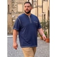 thumbnail image 4 of DARING DIVA Men's Big Tall Contrast Trim Button Down Short Sleeve Shirts XL Dark Blue, 4 of 7