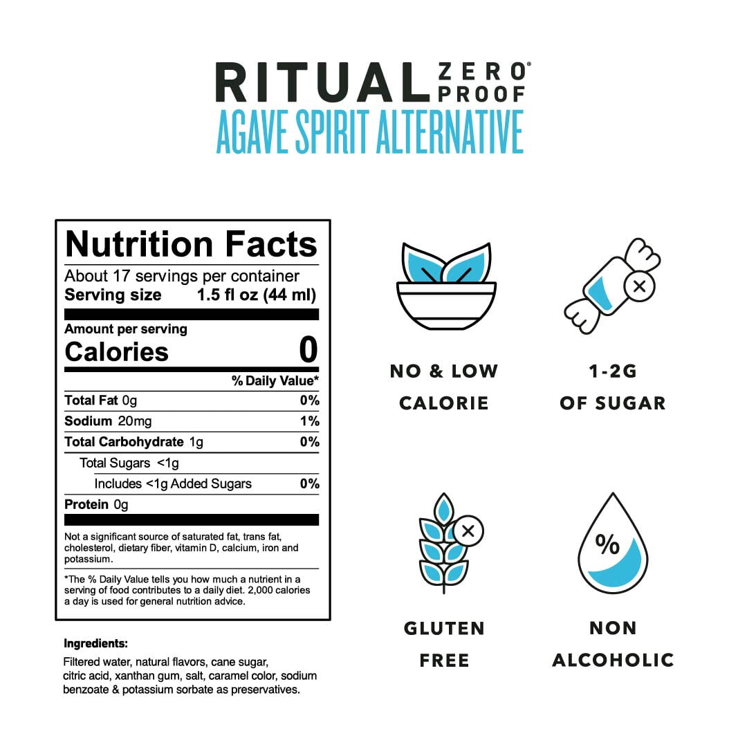 Ritual Zero Proof Agave Spirit Alternative | Award-Winning Non-Alcoholic Spirit 750ml