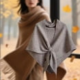 thumbnail image 4 of Chal envolvente para mujer, regalo de uso diario, suave, con bucle, bufanda triangular de punto Camello, 4 of 7