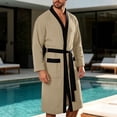 thumbnail image 4 of Naittoop Mens Lightweight Cloth Bathrobe, Long Sleeve Mid Length Summer Robes Comfy Soft Dude Robe with Pockets Sleepwear, 4 of 5