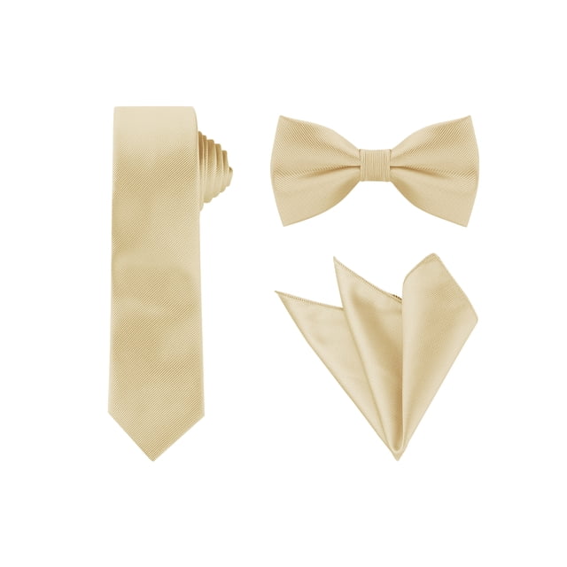 INSPIRE CHIC Corbata de hombre de color sólido preatado y juego de pañuelo para el Día del Padre, corbatas para bodas y negocios, color champán, talla única