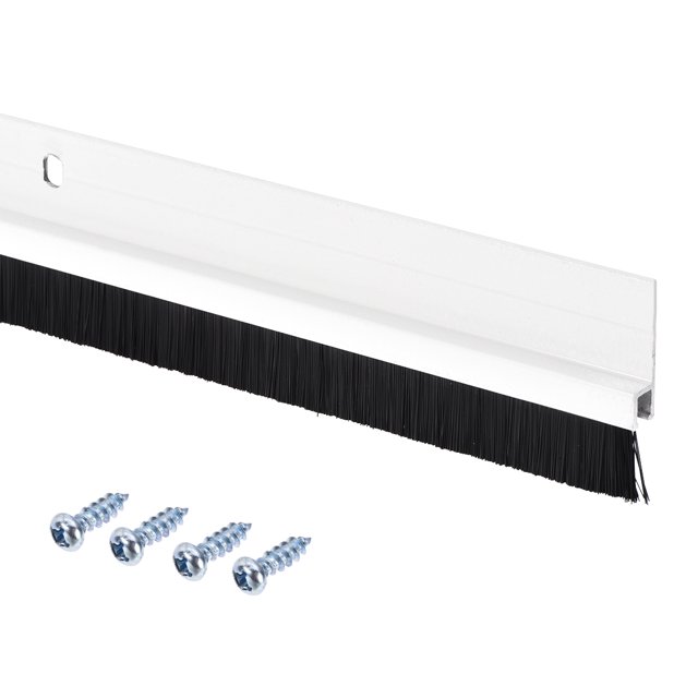 Door Bottom Sweep White h-Shape Aluminum Alloy Holder w 0.79-inch PP Nylon Soft Brush, 1000mm x 42mm(Approx 39.37-inch x 1.65-inch)