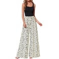 thumbnail image 3 of Jumpsuits for Women Summer One-Piece Sleeveless Boho Floral Wide Leg Romper Vacation Outfits Black& White Dots L, 3 of 9
