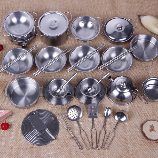 Juego De Trastes Para Niña Mini Juguetes De Cocina De Acero