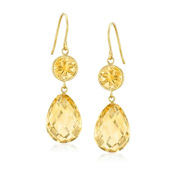 Ross-Simons 19.00 ct. t.w. Citrine Drop Earrings in 14kt Yellow Gold, Women's, Adult