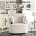 thumbnail image 2 of Bonzy Home 360° Swivel Accent Chair — Corduroy Barrel Chair with 3 Pillows, Round Armchair for Living Room & Bedroom, Beige, 2 of 8