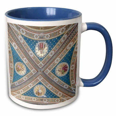 3dRose Italy, Tuscany, Chianti, Gaiole in Chianti, Castello di Brolio Chapel - Two Tone Blue Mug,