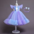thumbnail image 2 of Vestido infantil, vestido de lentejuelas para niña de las flores, vestido de pasarela para boda, ropa de actuación, vestido de princesa hinchado de gasa para niña, 2 of 6