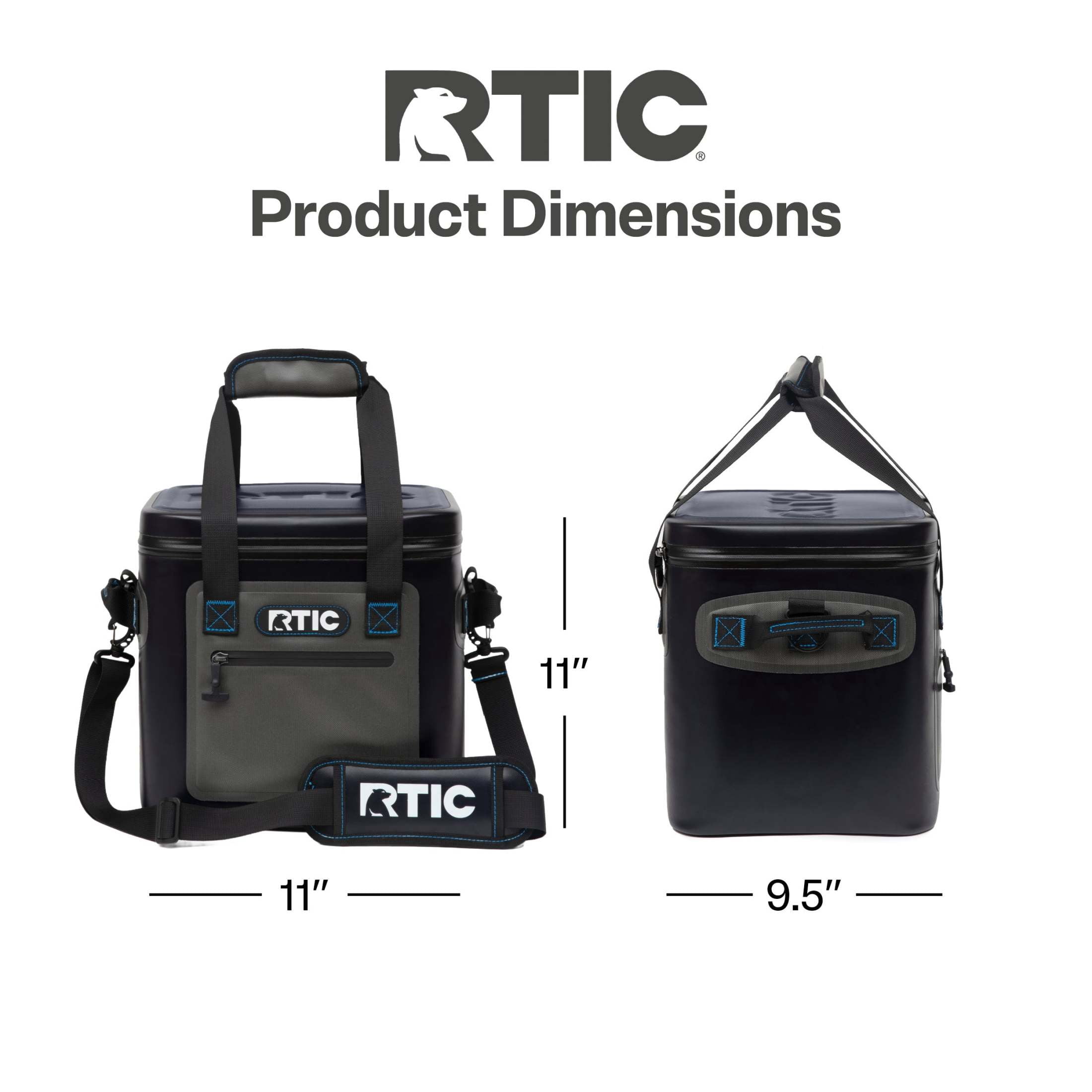 RTIC 12 Can Ultra-Tough Soft Cooler, 10 Qt, Leakproof, Waterproof Zipper, Blue & Grey, Soft Pack Cooler