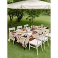 thumbnail image 4 of Outdoor Tablecloth with Umbrella Hole for Patio/Picnic/Party/Camping, Farmhouse Rooster Waterproof Table Cloth Rectangle Table Cover Washable, Vintage Watercolor Flowers Beige (54"x 80"), 4 of 8