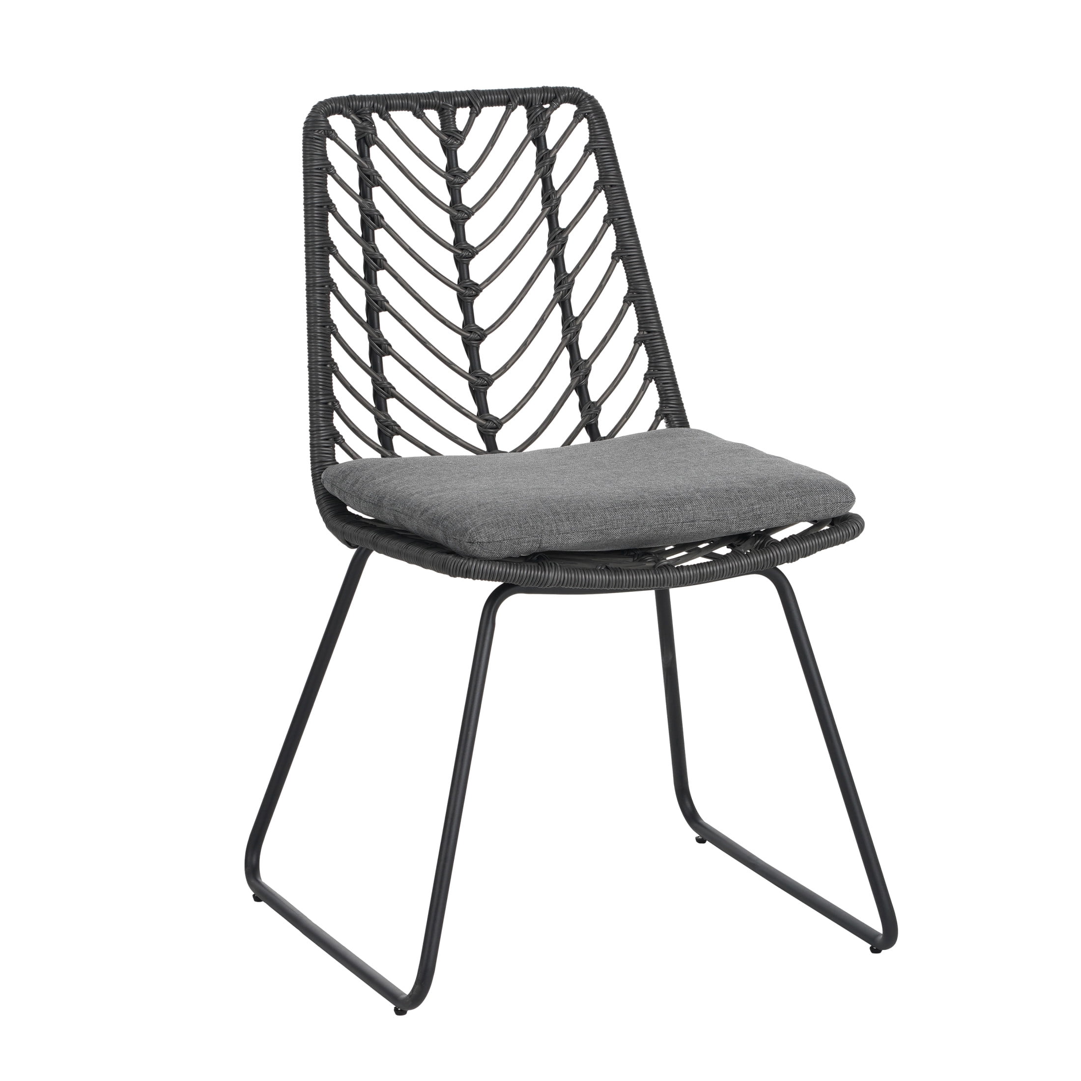 Christopher Knight Home 7-Piece Modern Outdoor Dining Set, Armless Chairs with Cushions, Teak+Black