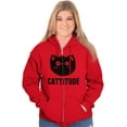 thumbnail image 3 of Cattitude Funny Cat Ladies Pet Lovers Women Plus Size Zipper Hoodie Brisco Brands 2X, 3 of 5