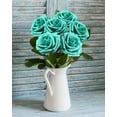 thumbnail image 3 of 25 PCS Turquoise Artificial Flowers Real Looking Faux Foam Fake Roses with Stems for Wedding Decoration Bridal Shower Centerpieces Arrangements Party Tables Decor, 3 of 6