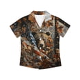 thumbnail image 5 of Binienty Patriotic Brown Bear Hunting Camo Boys Button Up Short Sleeve Shirt Soft Boys Cuban Collar Beach Shirt Breathable Trendy Button Up Top Comfortable Youth Summer Outfits, 5 of 7