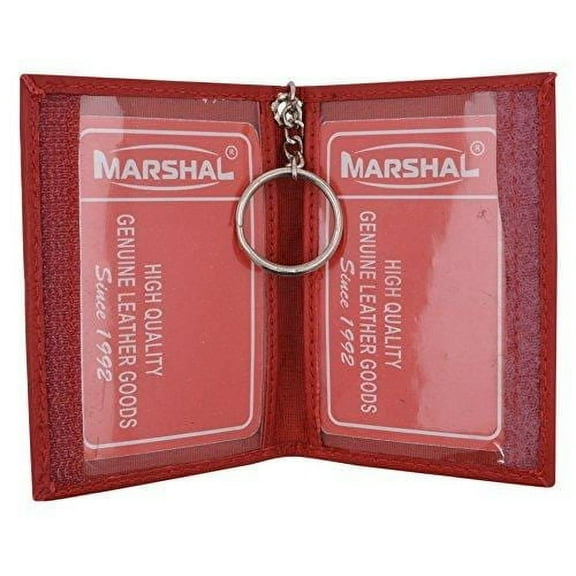 Genuine Lambskin Soft Leather Credit card Id Card Holder with Key Chain by Marshal