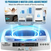 Adnoom Portable Washing Machine, 17.8lbs Large Fully-Automatic Laundry Washer, 10 Washing Programs & 8 Water Levels Selections Machine Ideal for Apartments Dorms Families