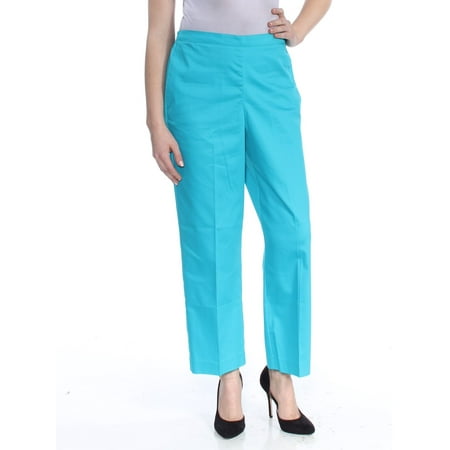 ALFRED DUNNER Womens Teal Classic Fit Straight leg Wear To Work Pants  Size: