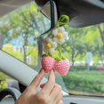 thumbnail image 2 of Hfzrzfh Ganchillo Fresa Y Flor Adornos Colgantes Para Coche Lindo Espejo Retrovisor Estético Accesorios Para Colgar Para Mujeres Y Niñas Decoración De Coche De Fibra De Poliéster Hecha A Mano, Paquete, 2 of 5