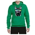 thumbnail image 2 of DJ Kitty Cat with Headphones | Mens Cat Lover Hooded Sweatshirt Graphic Hoodie, Kelly, Large, 2 of 3