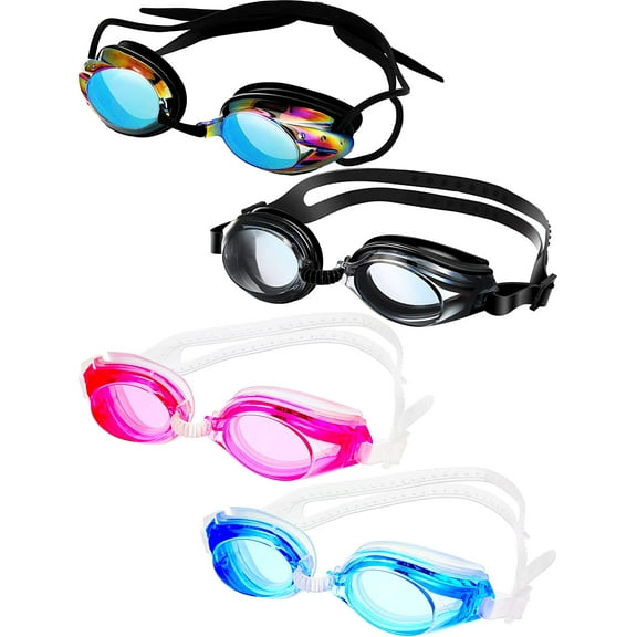 QUMENEY Multicolor Shatterproof Triathlon Sport Goggles 4-Pack