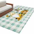 thumbnail image 2 of Yellow Sunflower Area Rug 4'x6', Gnomes Teal Checkered Farmhouse Art Washable Non-Slip Rugs, Low Pile Large Carpet for Living Room Bedroom Dining Room Kitchen Office Indoor Mat, 2 of 9