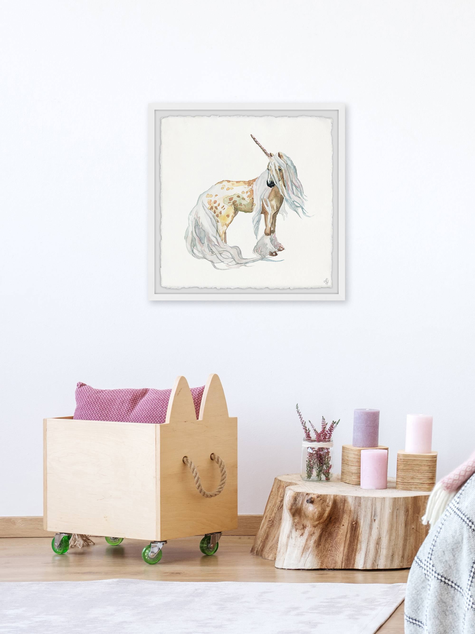 Marmont Hill Golden Unicorn Framed Wall Art, 18.00" x 1.50"
