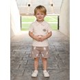thumbnail image 6 of RUINIXCW Toddler Baby Boy Football Outfit Infant Baby Boy Summer Fall Clothes Rugby Embroidery Short Sleeve Lapel Shirt and Plaid Pockets Shorts 2 Pcs Set, 6 of 9