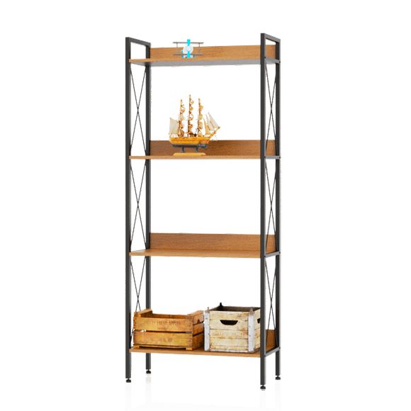 Librero Organizador 4 Repisas Lectus Muebles Moderno Madera Estante Negro