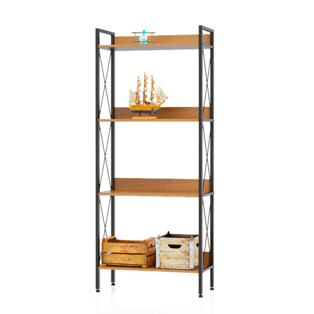 Librero Organizador 4 Repisas Lectus Muebles Moderno Madera Estante Negro