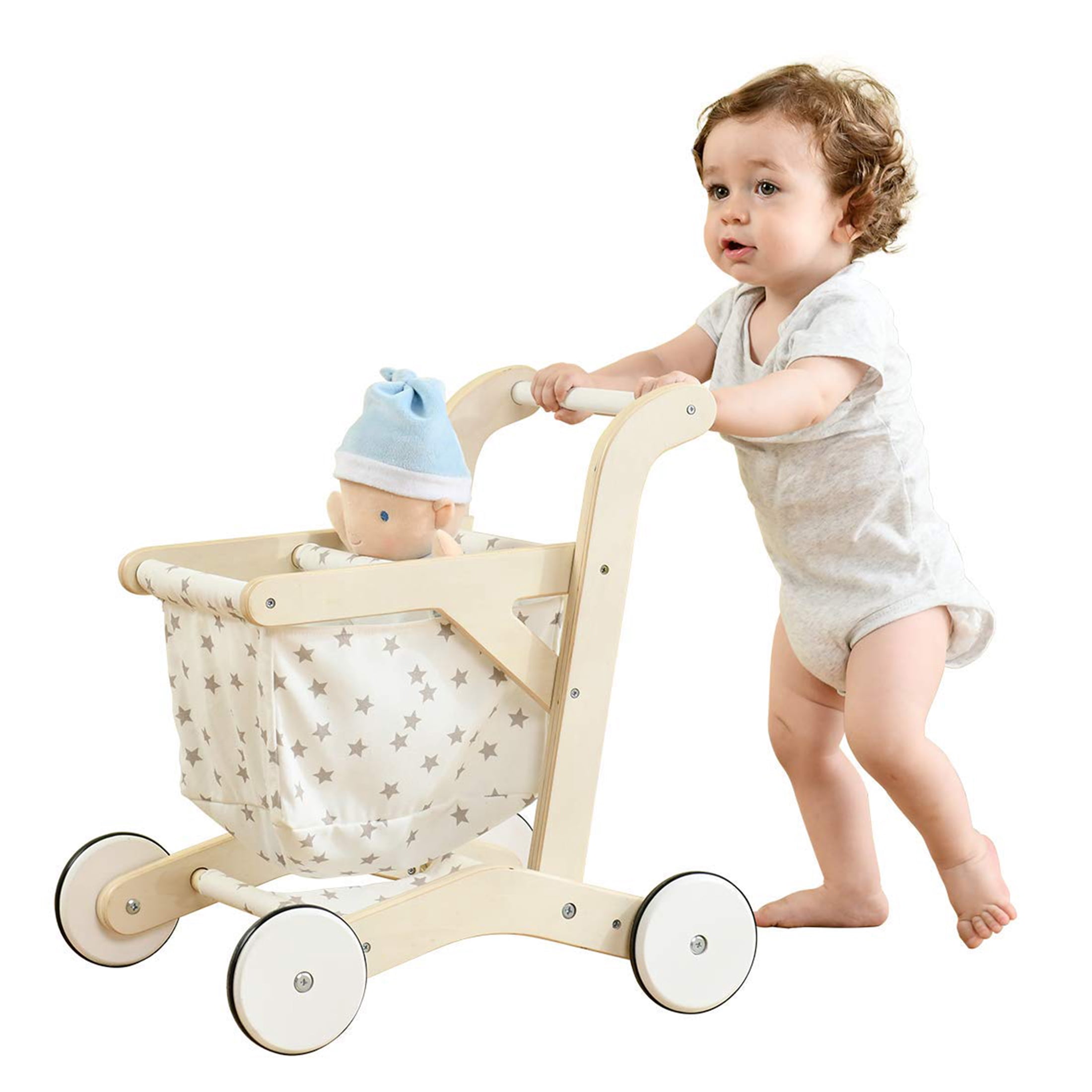 childs wooden push cart