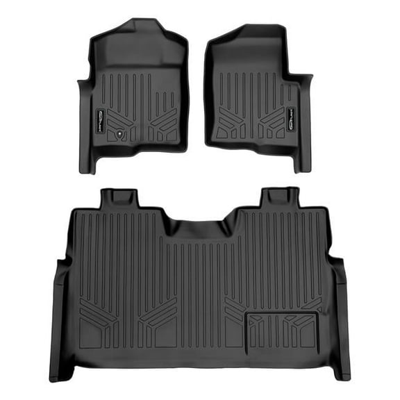 SA0017-B0028 Custom Fit 2 Row Floor Mats Liner Set - SuperCrew Cab for 2009-2010 Ford F-150, Black