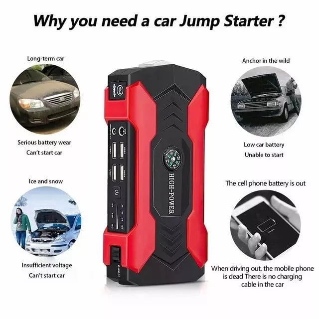 Car Jump Starter Booster Jumper Box Power Bank Battery Charger Portable 99800m