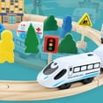 thumbnail image 2 of Juguete de la vía del ferrocarril de madera Accesorios universales Juguetes educativos del vagón del tren del tren - Corriente 26pc pista, 2 of 3