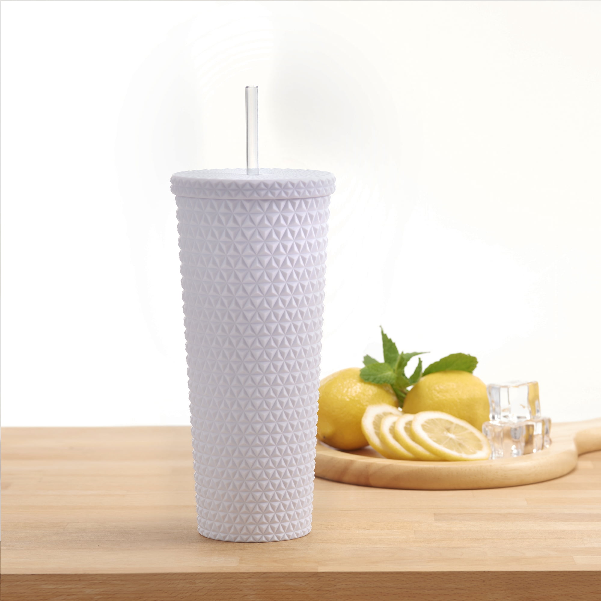 Mainstays MS 26oz Double Wall AS Plastic Textured Tumbler Arctic White