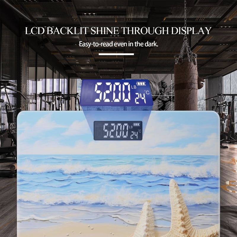 High Precision Body Weight Scale Smart Bathroom Scales with Large LCD Display(400lbs),Decorative for Bedroom-White Starfish And Seashells On The Beach