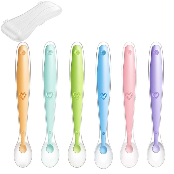 Cucharas Suaves de Silicona PandaEar Azules, sin BPA, para Entrenamiento de Alimentación de Bebés y