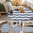 thumbnail image 6 of Round Area Rug 3ft,Navy Blue Grey Wave Washable Carpet Non-Slip Runner Accent Rugs Indoor Floor Mat for Bedroom Living Room Decor,Abstract Striped Water Ripple, 6 of 9